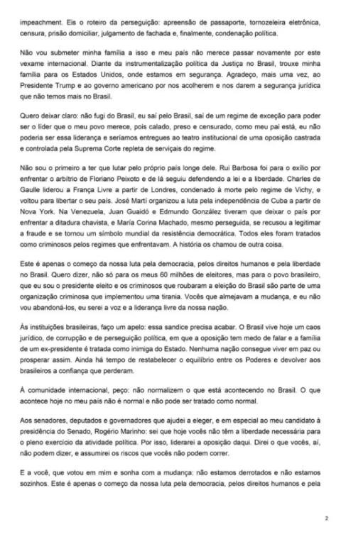 Primeira versão da carte do Flávio Bolsonaro - imagem 2 de 2